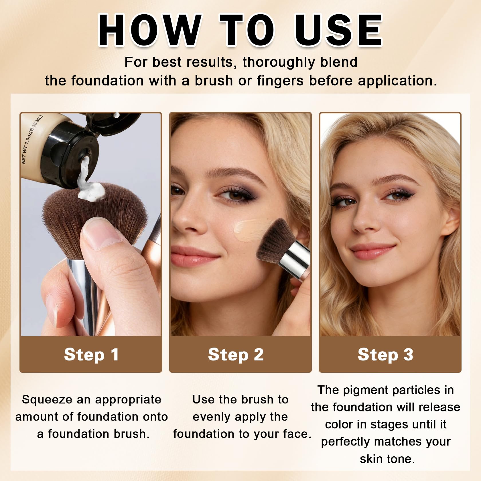 AOAZXBB color changing foundation in shade 01 Light, self-adjusting skin foundation and concealer for a natural look.