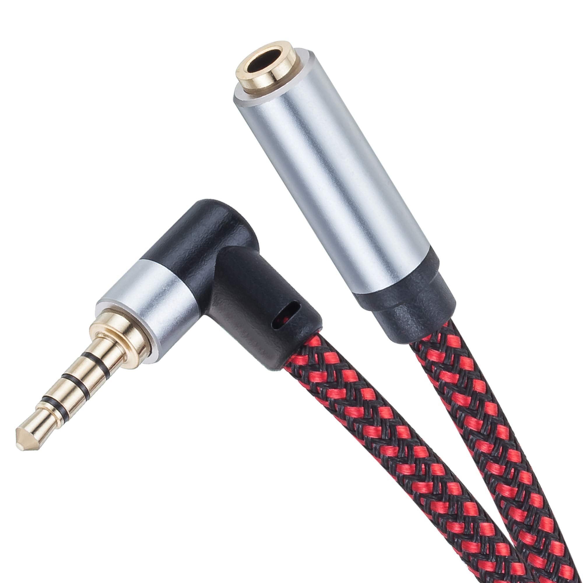 Tiierzon Audio Mic Ext Cable,6Ft 90 TRRS 3.5mm M/F Aux Cord Heads by Tiierzon - Angle View 1