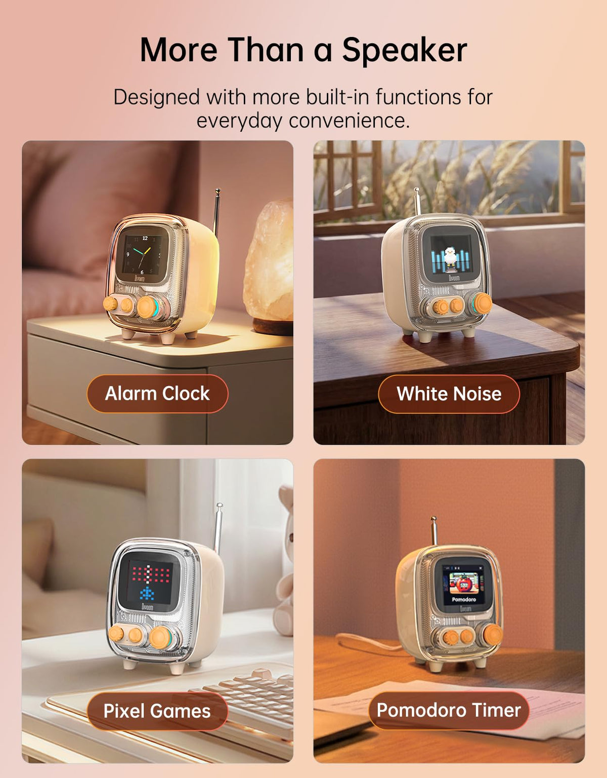 Divoom Tiivoo 2 Retro Bluetooth Speaker FM Radio Pixel Art - Divoom Official Imagery - 4