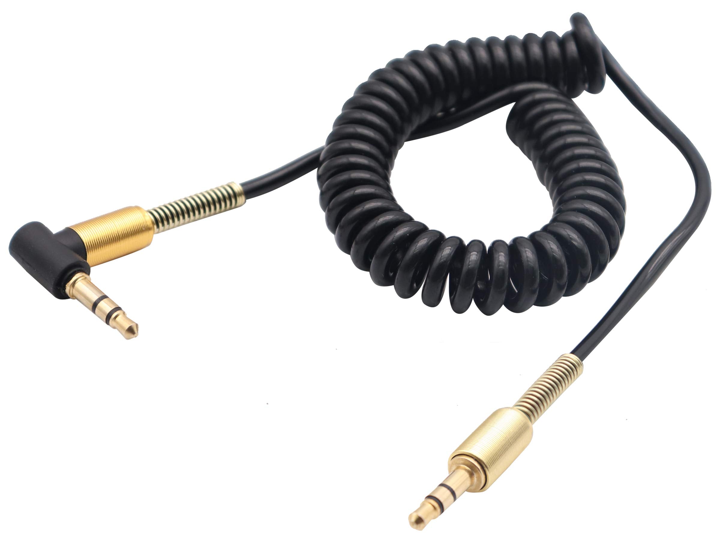 AAOTOKK 3.5mm Coiled Cable - 90 Degree Right Angle 3-Pole TRS Jac by AAOTOKK - Angle View 2
