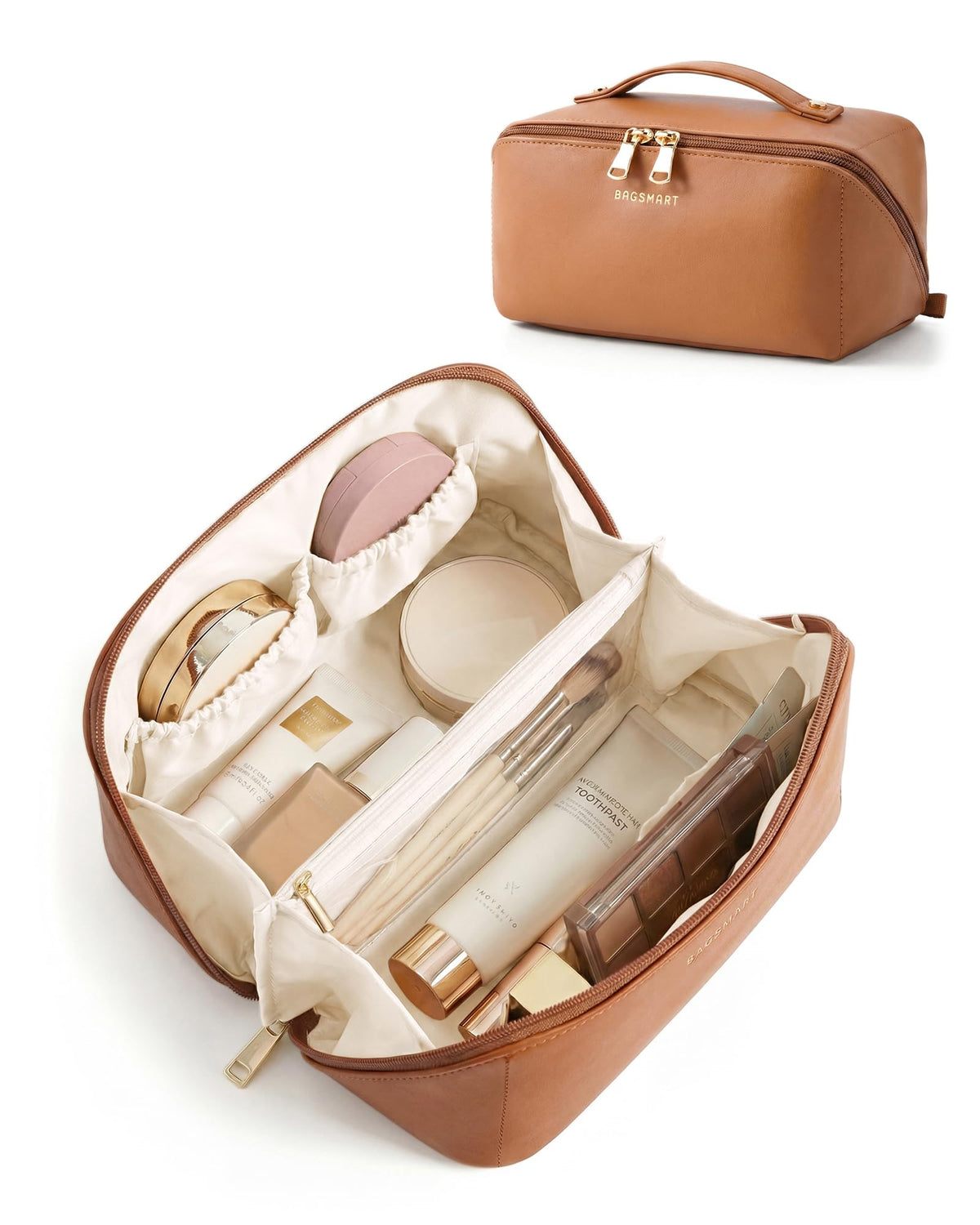 BAGSMART Makeup Bag Travel Cosmetic Bag Women Toiletry Case - BAGSMART Official Product Imagery - 1