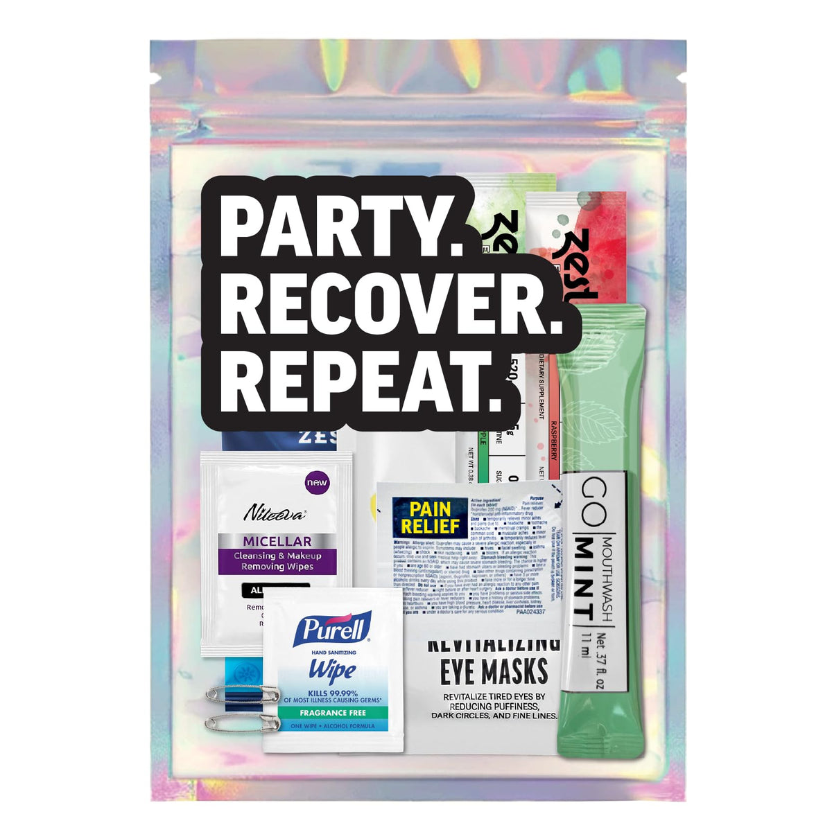 Hangover Kit 10pc Pre Filled Supplies Bags Bachelorette - ZEST Official Imagery - 1