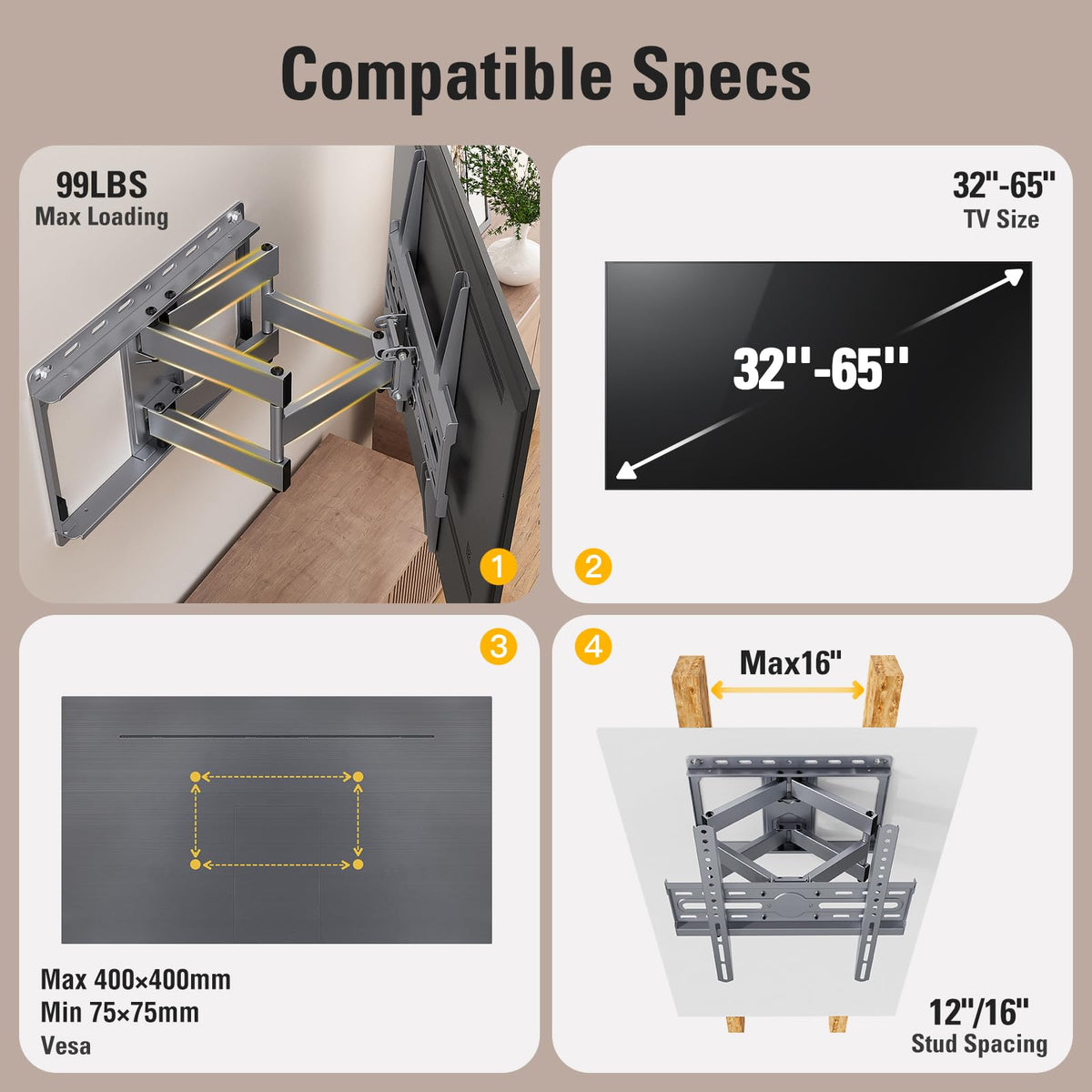 Mounting Dream Full Motion TV Wall Mount for 32 65 Inch TVs - Mounting Dream Official Imagery - 8