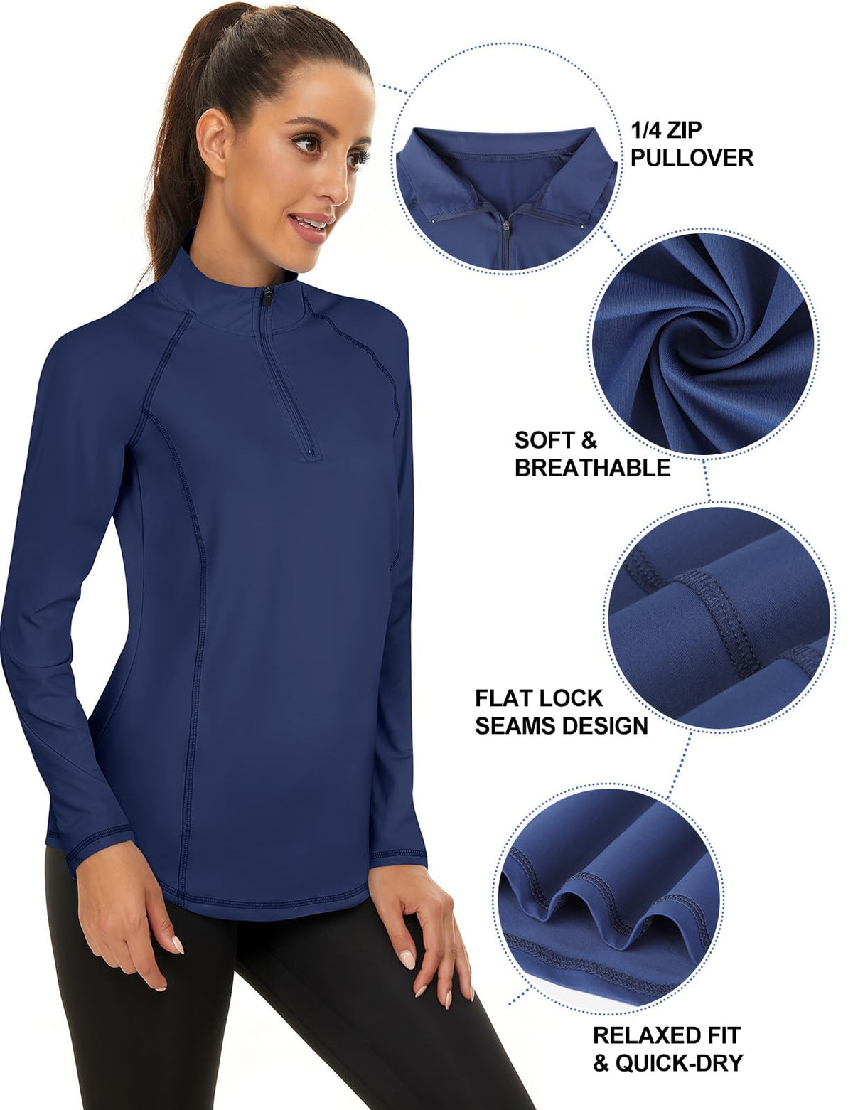 LURANEE Womens UPF 50 Long Sleeve 1 4 Zip Pullover Athletic - LURANEE Official Imagery - 6