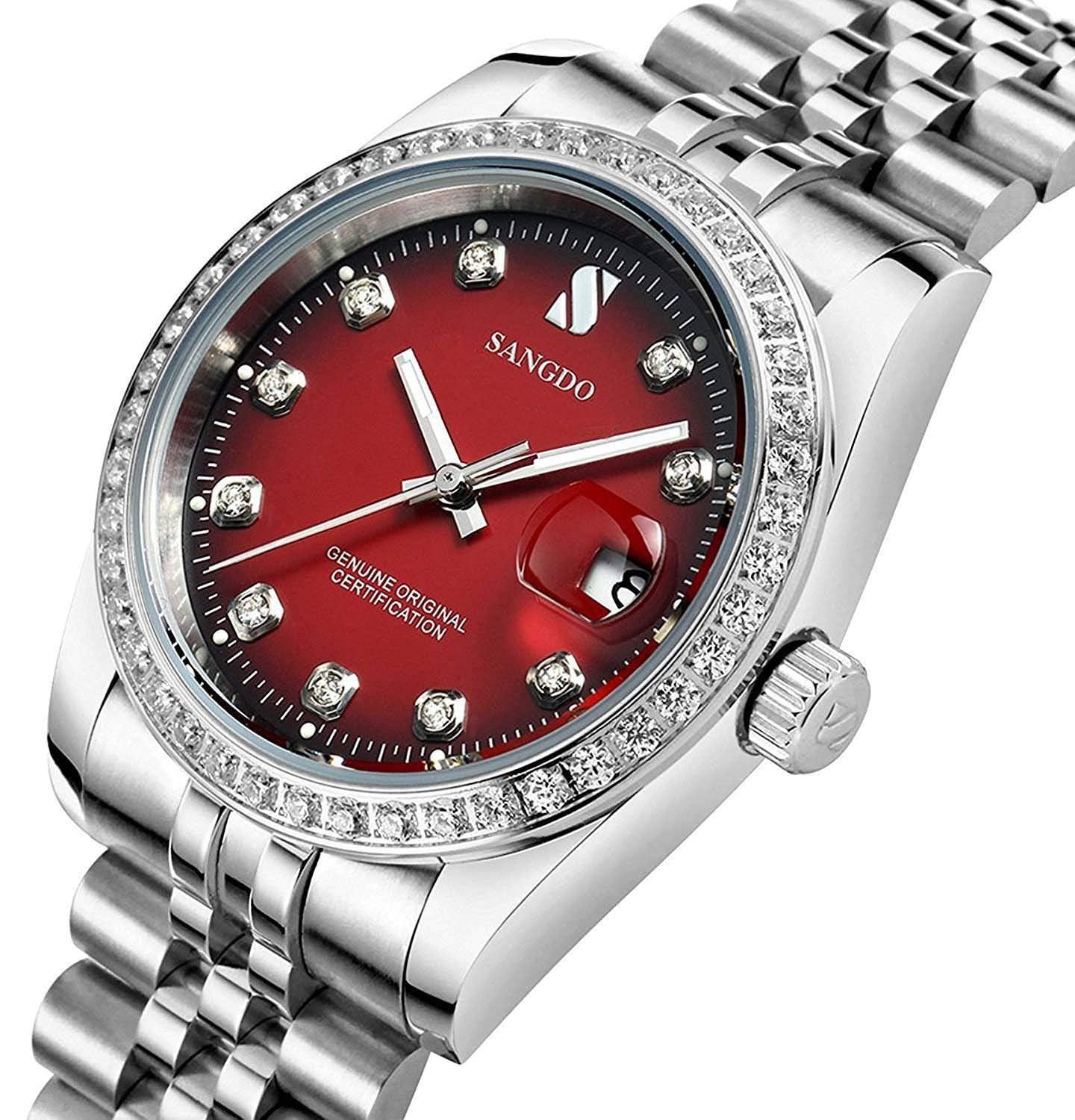 Gosasa Men's Automatic Mechanical Watch – Silver Red