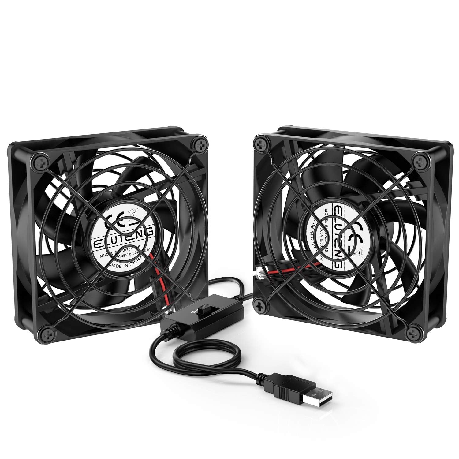ELUTENG Dual 40mm USB Fan with 3 Speeds Adjustable 5V PC Fan Max by ELUTENG - Angle View 9