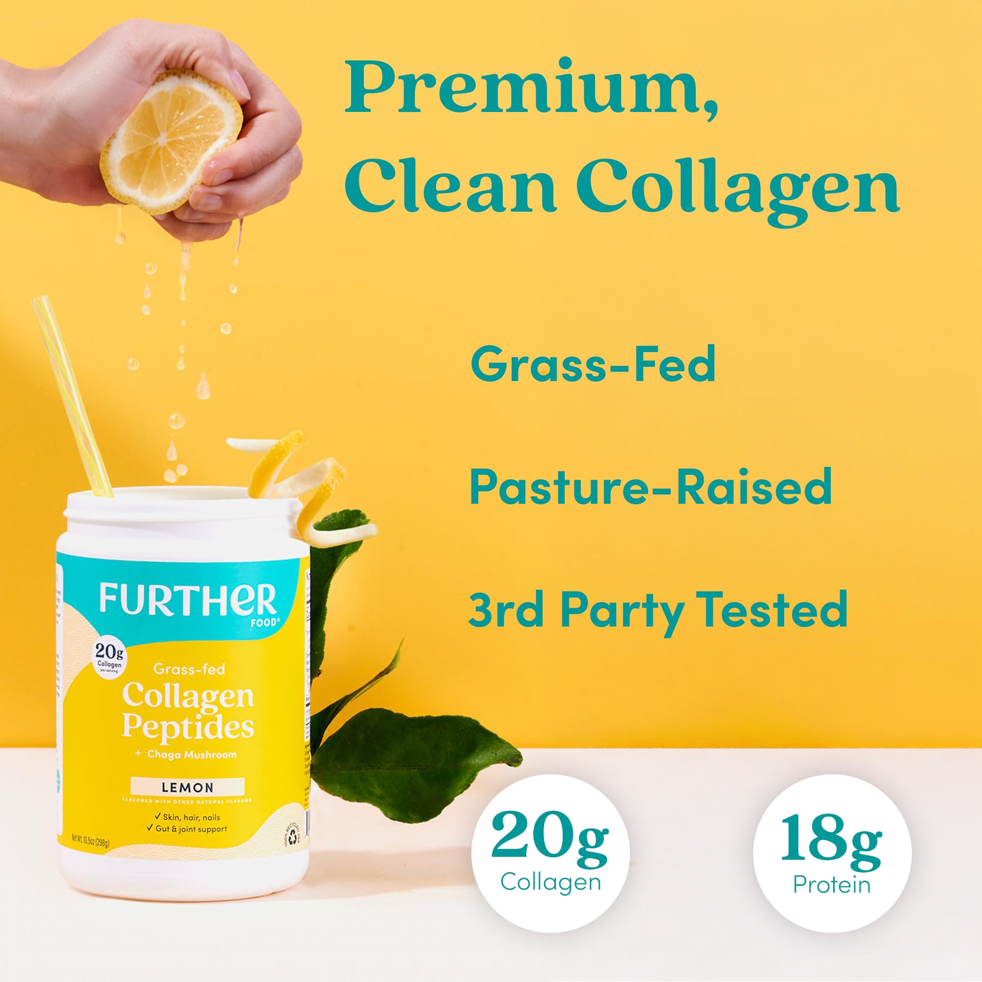 Further Food Lemon Collagen Peptides Powder 100 Grass Fed 10 - Further Food Official Imagery - 4