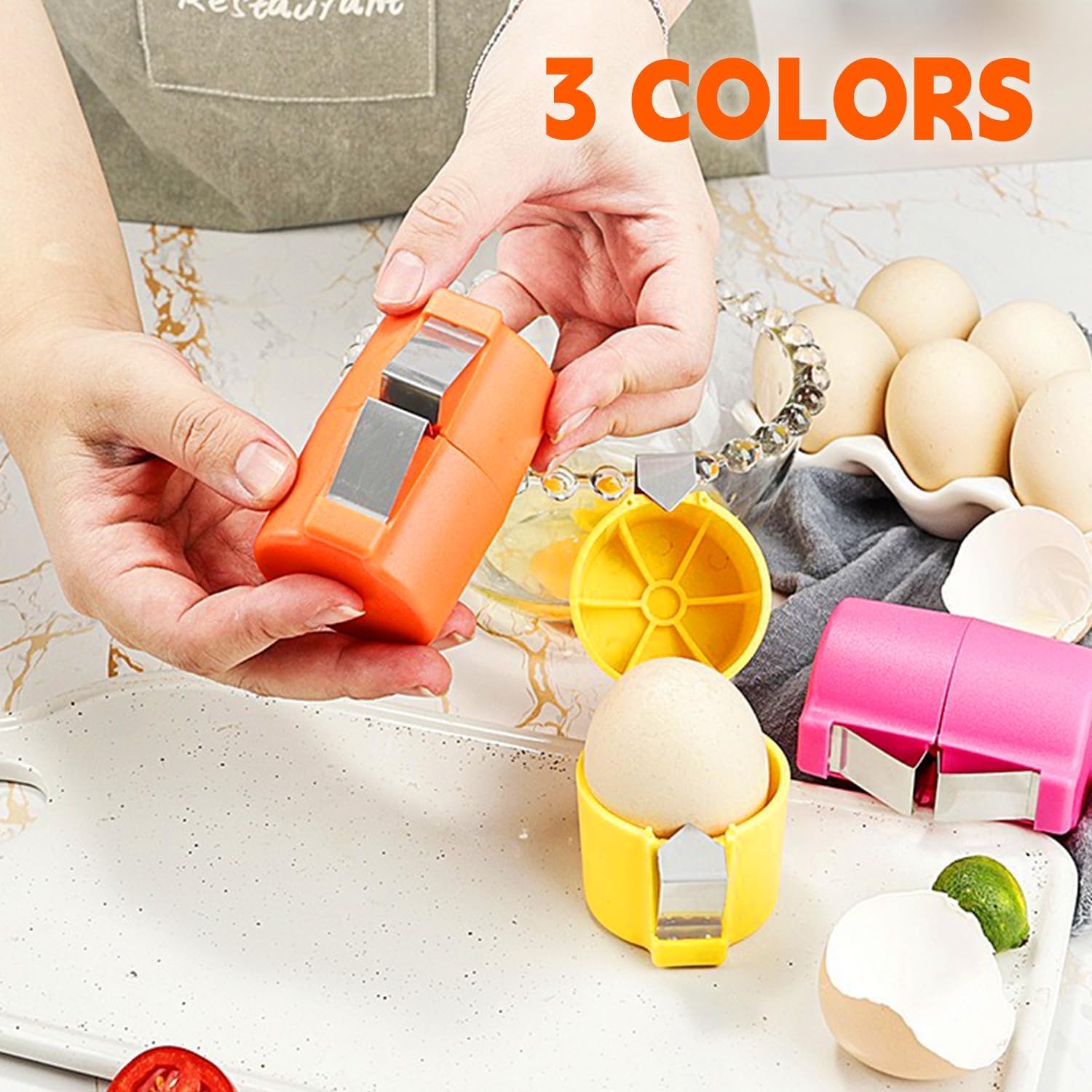 3Pcs Egg Shell Opener, 2026 New Egg Cracker Tool for Raw Eggs, Ha by Generic - Angle View 6