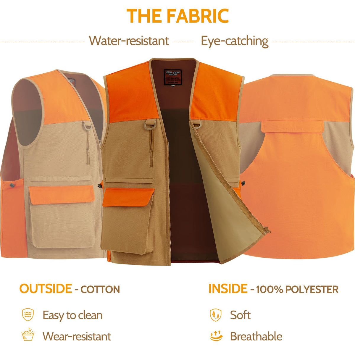 NEW VIEW Upland Hunting Vest for Men Blaze Orange Pheasant - NEW VIEW Official Imagery - 8