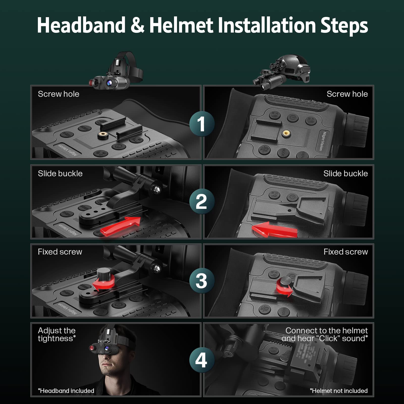 ArzzuNiu Head-Mounted Night Vision Goggles - Rechargeable Hands F - ArzzuNiu Official Product View 6