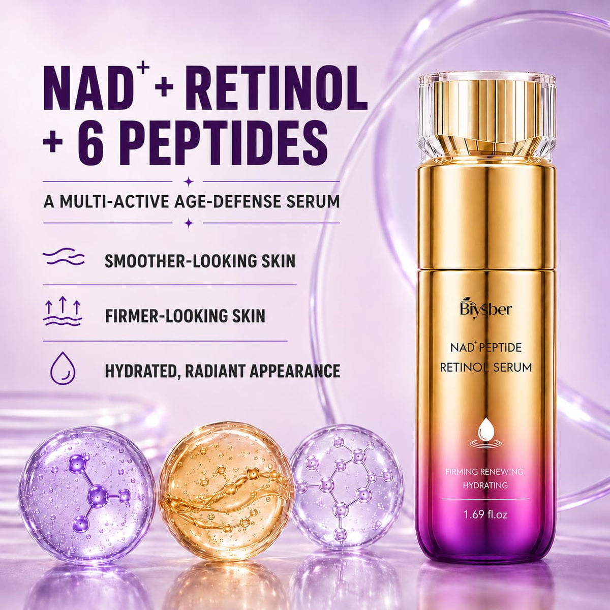 Retinol Serum for Face Neck with Peptide NAD Firming - BIYSBER Official Imagery - 6