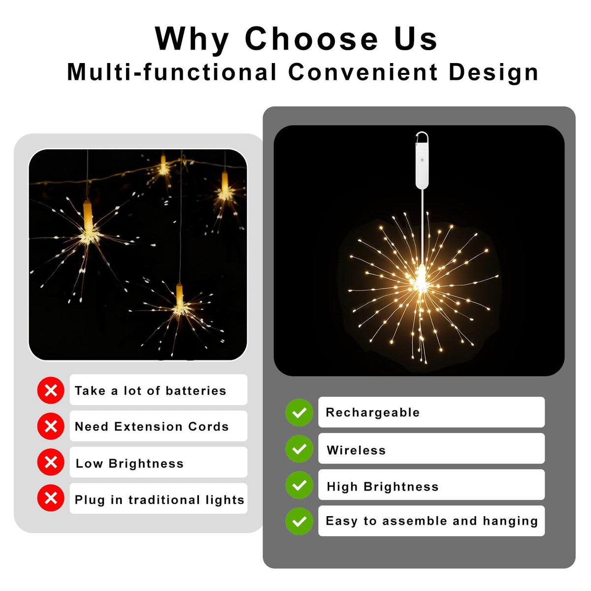 120LED Firework Lights Rechargeable Hanging Likes Star Fairy - ACALEPH Official Imagery - 6
