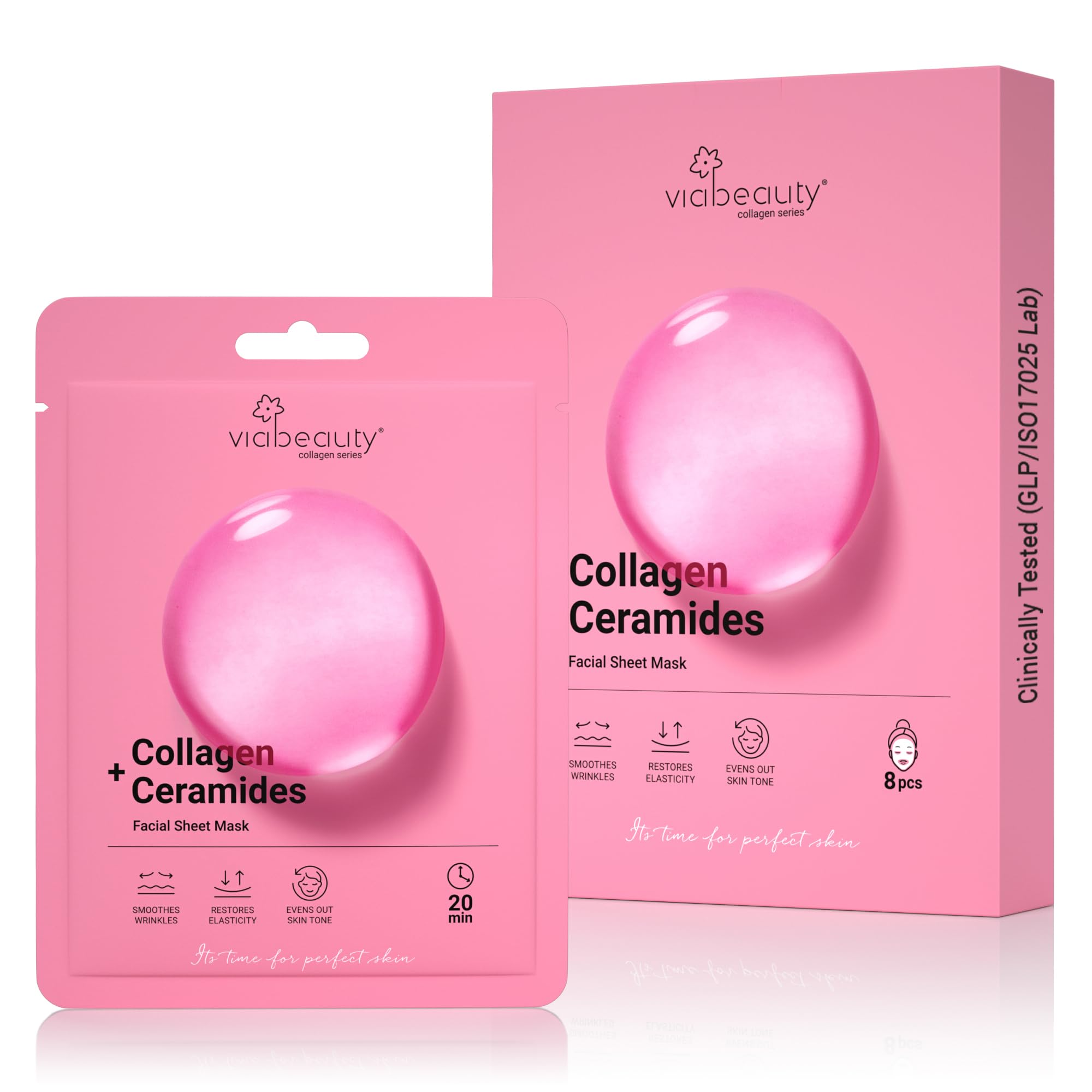 VIABEAUTY 24 Pack of Collagen Face Mask with Ceramides - VIABEAUTY