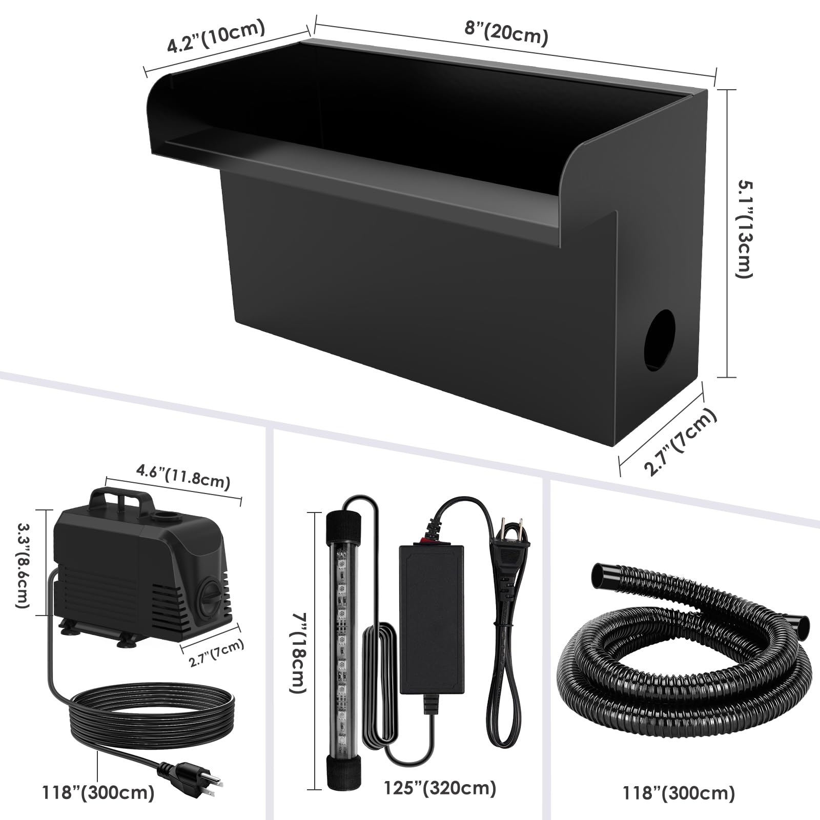 AquaMiracle Pond Waterfall Kit with LED Lights, All-in-1 Stainles - AquaMiracle Official Product View 3