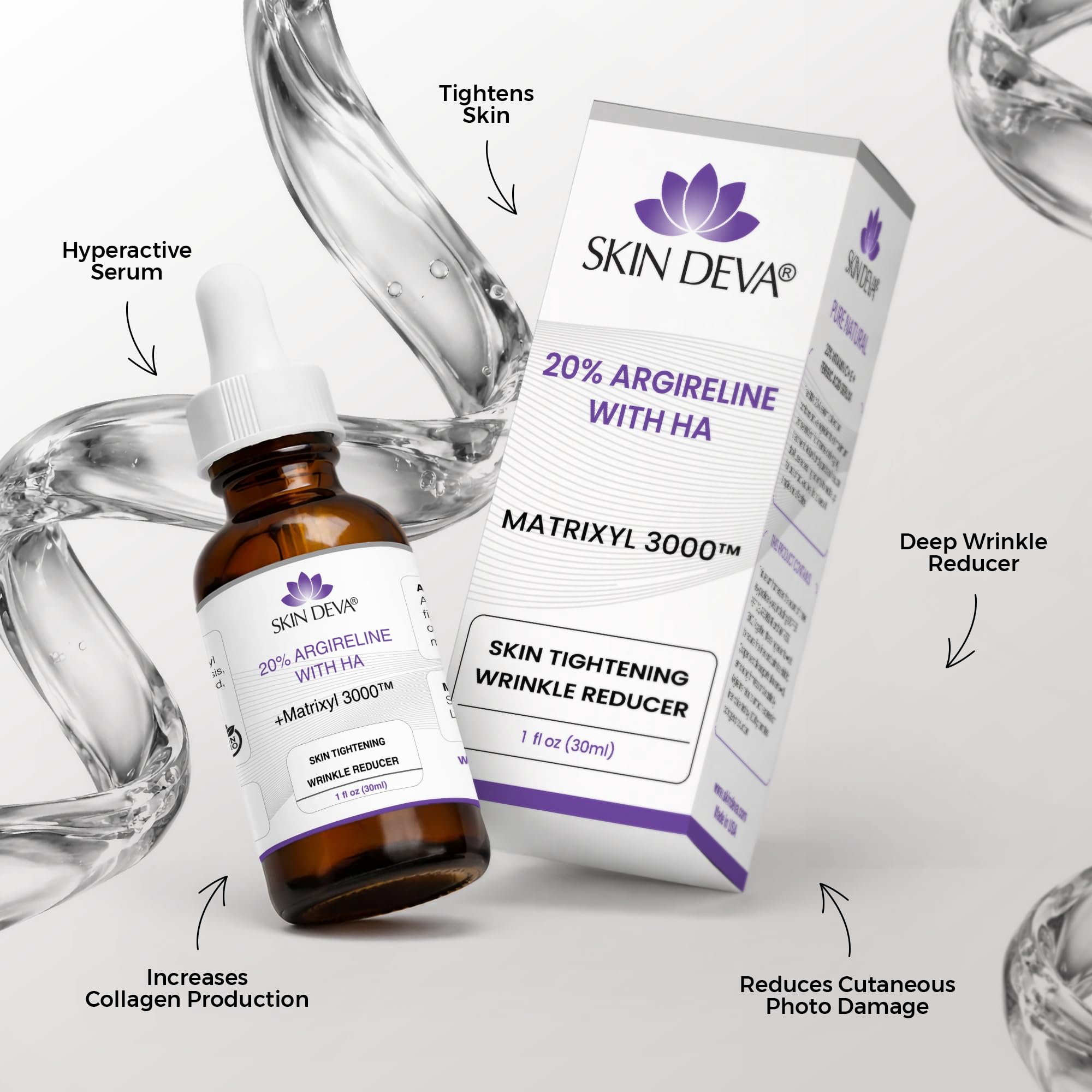 SKIN DEVA 20% Argireline Serum with Matrixyl 3000 Pure Hyaluronic Acid Serum - SKIN DEVA Official Product View 3