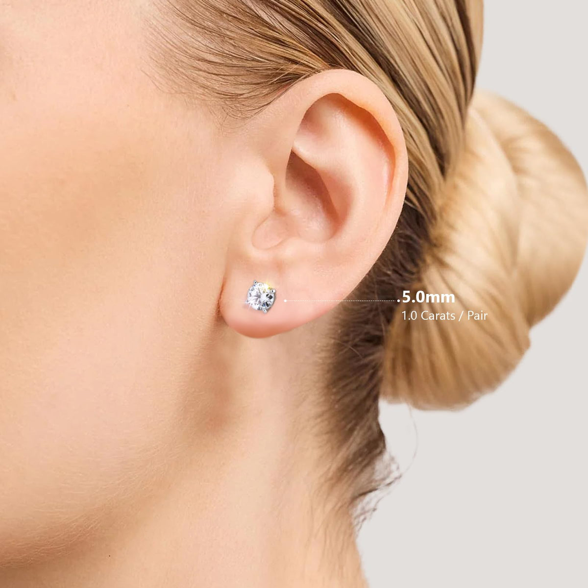KRKC CO Lab Grown Moissanite Stud Earrings for Women - KRKC&CO KEEP REAL KEEP CHAMPION Official Imagery - 5