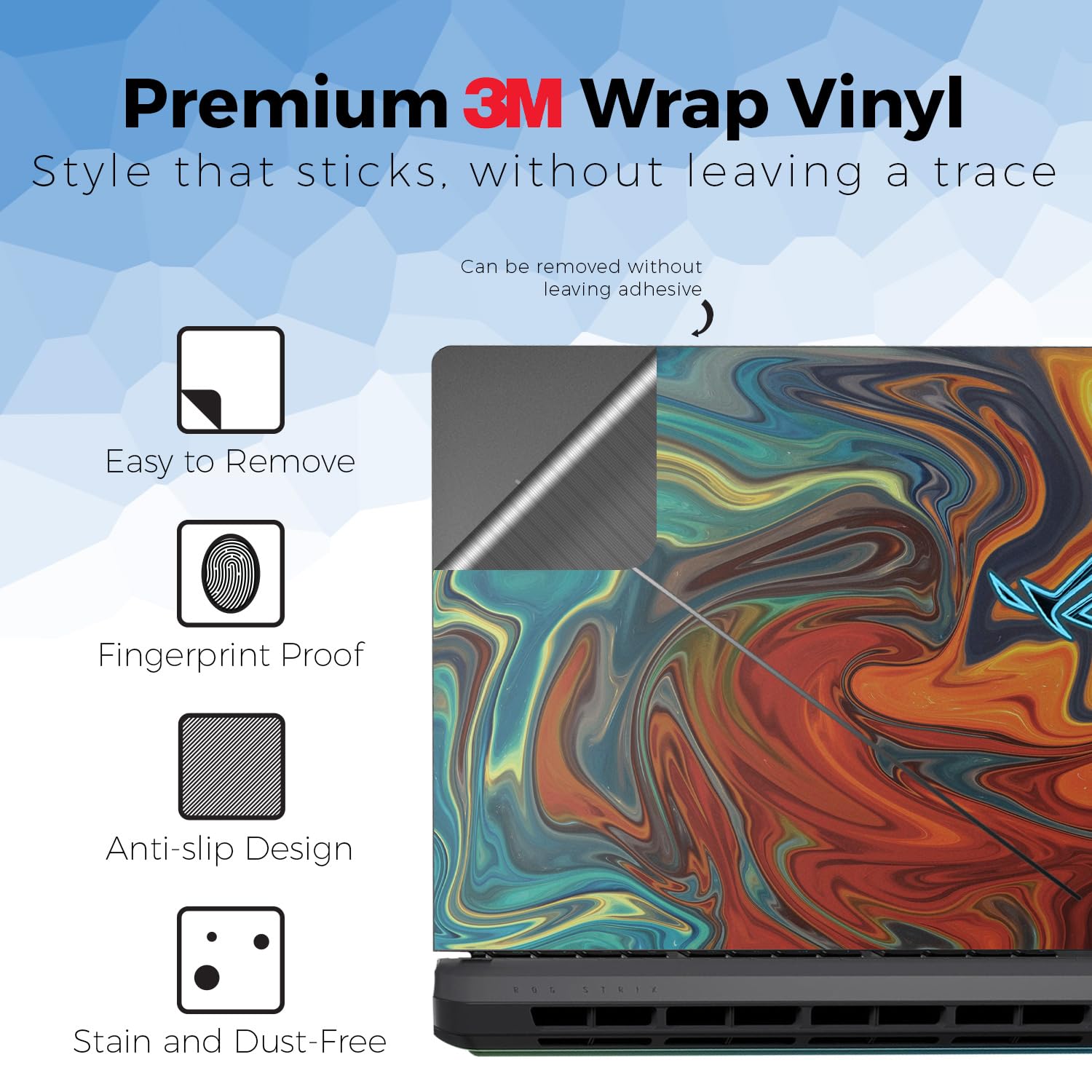 Asus ROG Strix G16 2025 laptop skin by MightySkins featuring Lava Water design on premium 3M vinyl protective wrap.