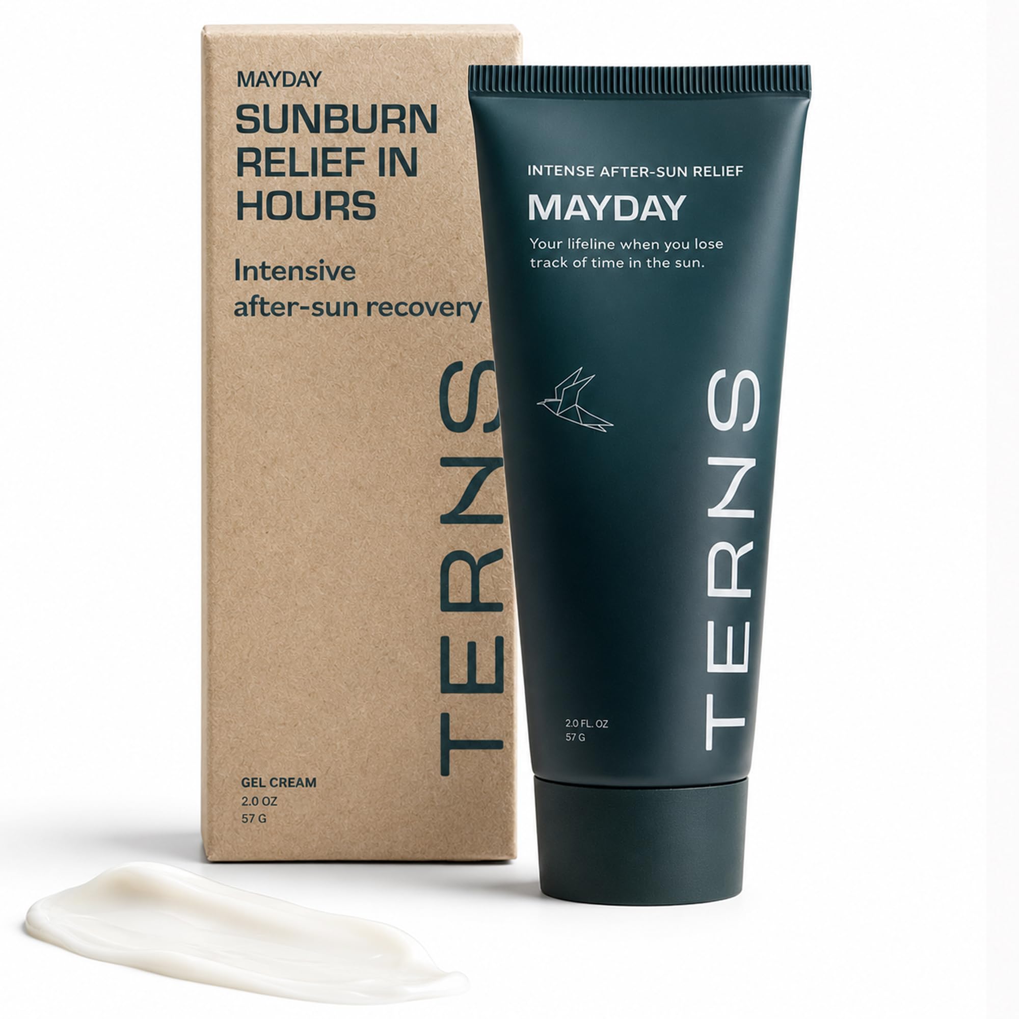 TERNS MAYDAY after sun lotion in a 2 oz bottle, soothing skin, relieving burn and peeling, moisturizing skin after sun exposure