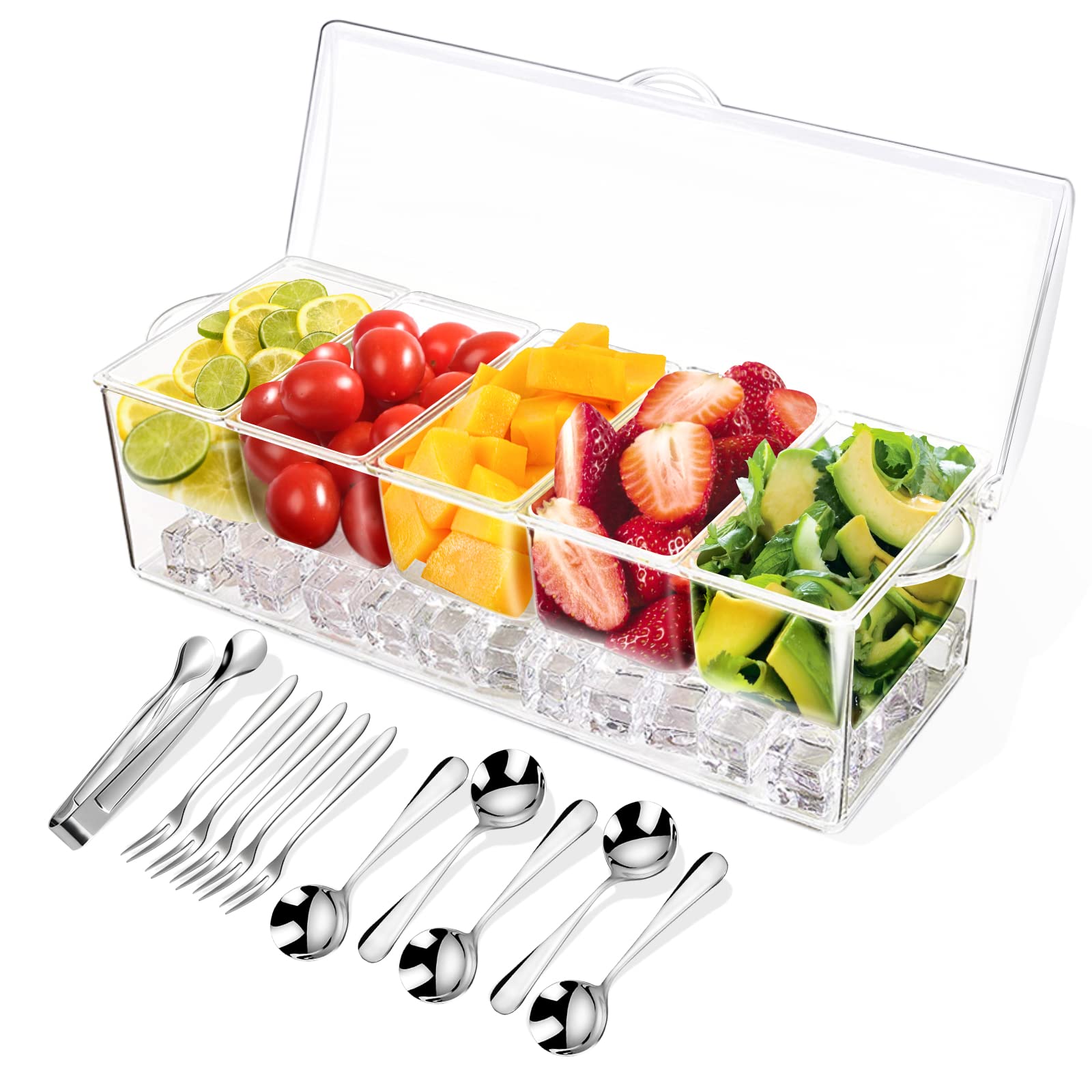 Condiment Tray with Stainless Steel Tableware, Chilled Condiment - Product Imagery