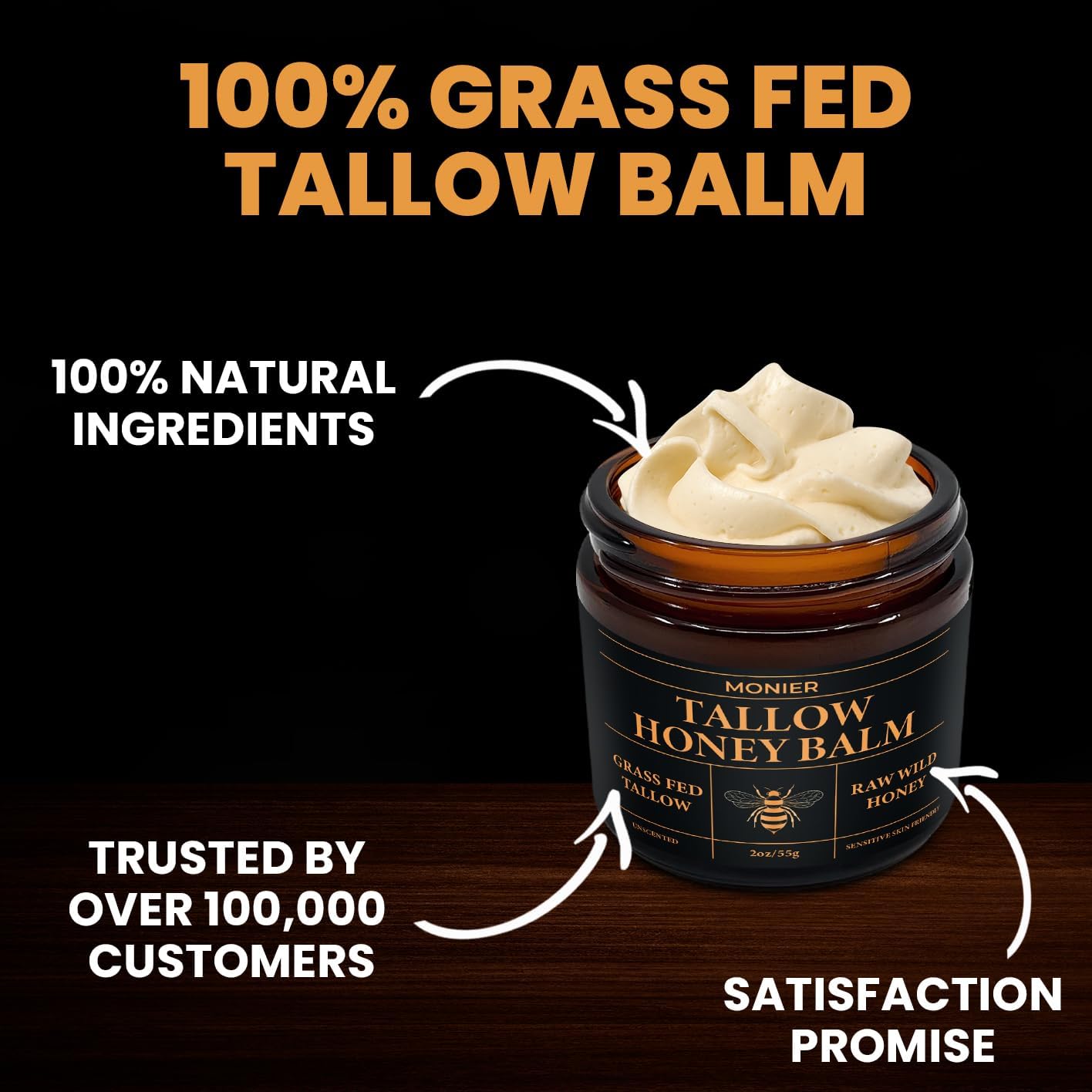 MONIER Beef Tallow and Honey Balm for Skin and Face – Moisturizer - MONIER Official Product View 5