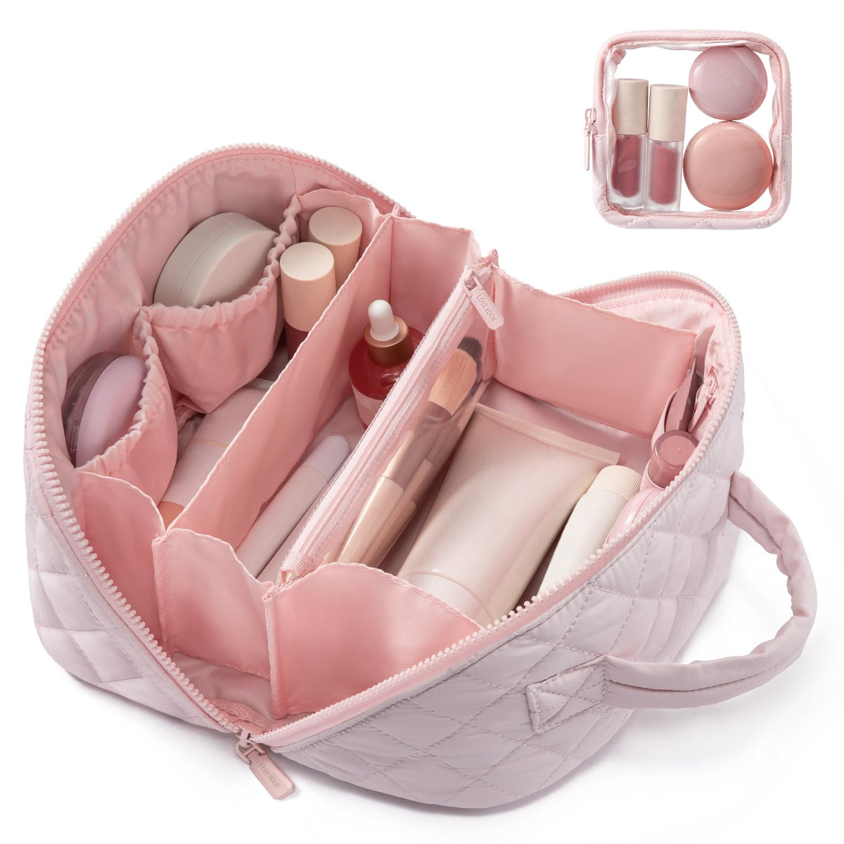 LOVEVOOK Travel Makeup Bag for Women 2Pcs Puffer Waterproof - LOVEVOOK Official Imagery - 2