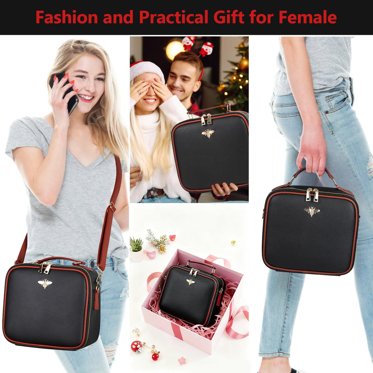 Travel Makeup Bag with Light Up Mirror Portable Makeup Bag - GIUWESOY Official Imagery - 6