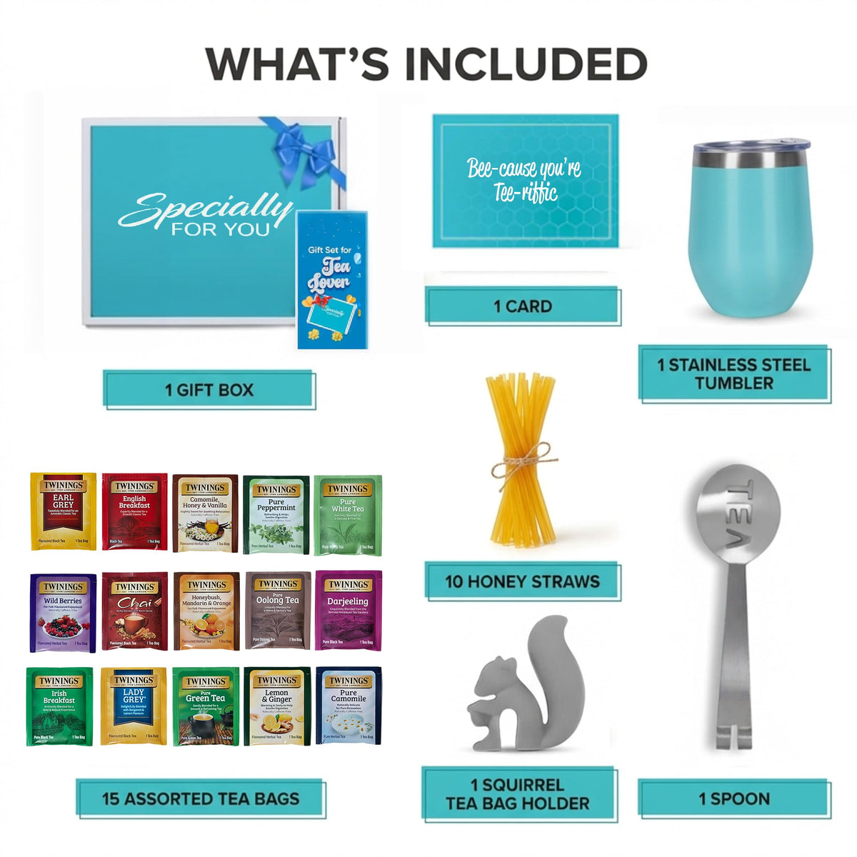 Modern Elegance Tea Tumbler Gift Set for Women Teal - Modern Elegance Official Imagery - 3