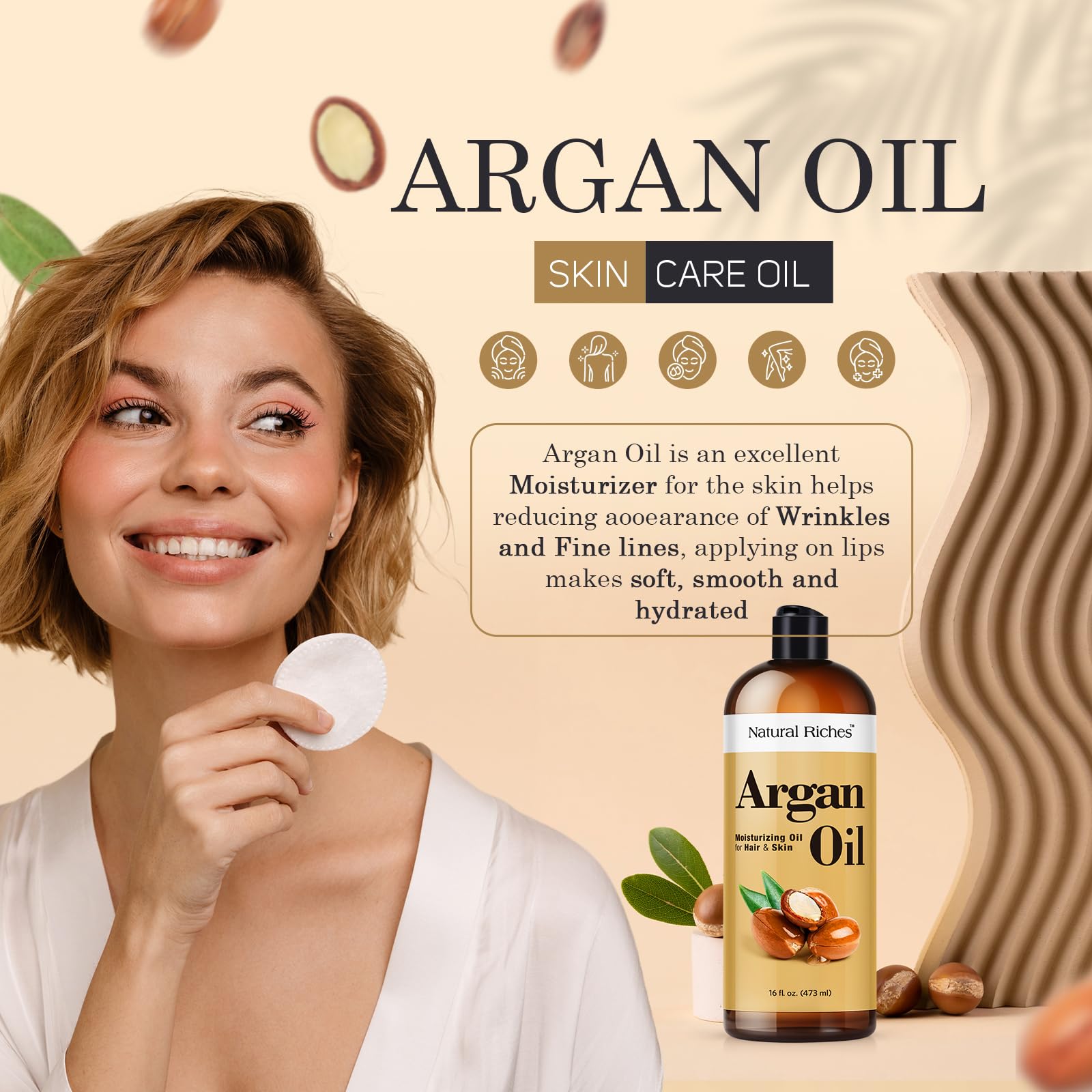 Natural Riches Moroccan Argan Oil 16 Fl Oz Deep Moisturizing Hair & Skin Oil - Natural Riches Official Product View 6