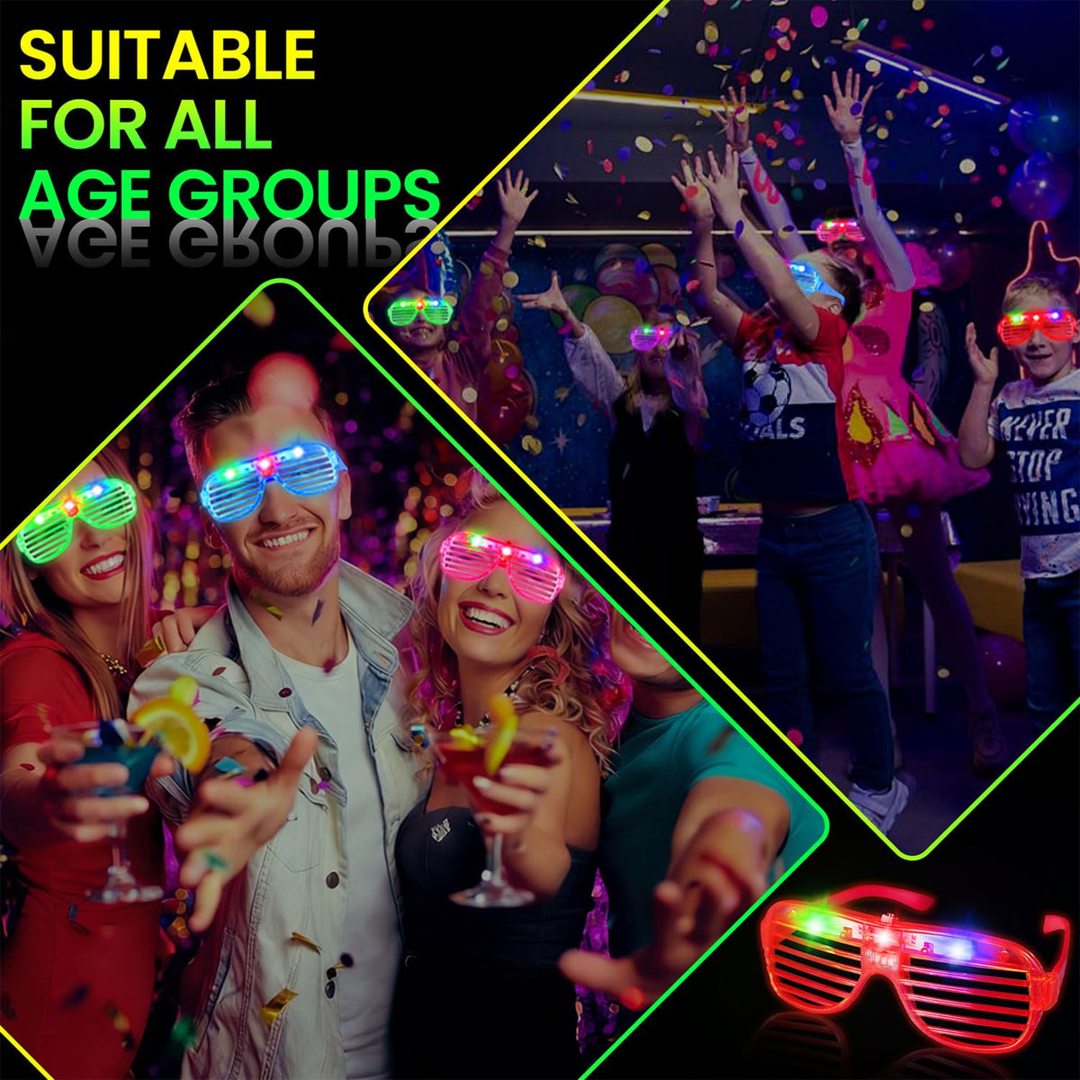 60 Pack LED Glasses 6 Colors Glow in The Dark Party Supplies - AstrivixDD Official Imagery - 7