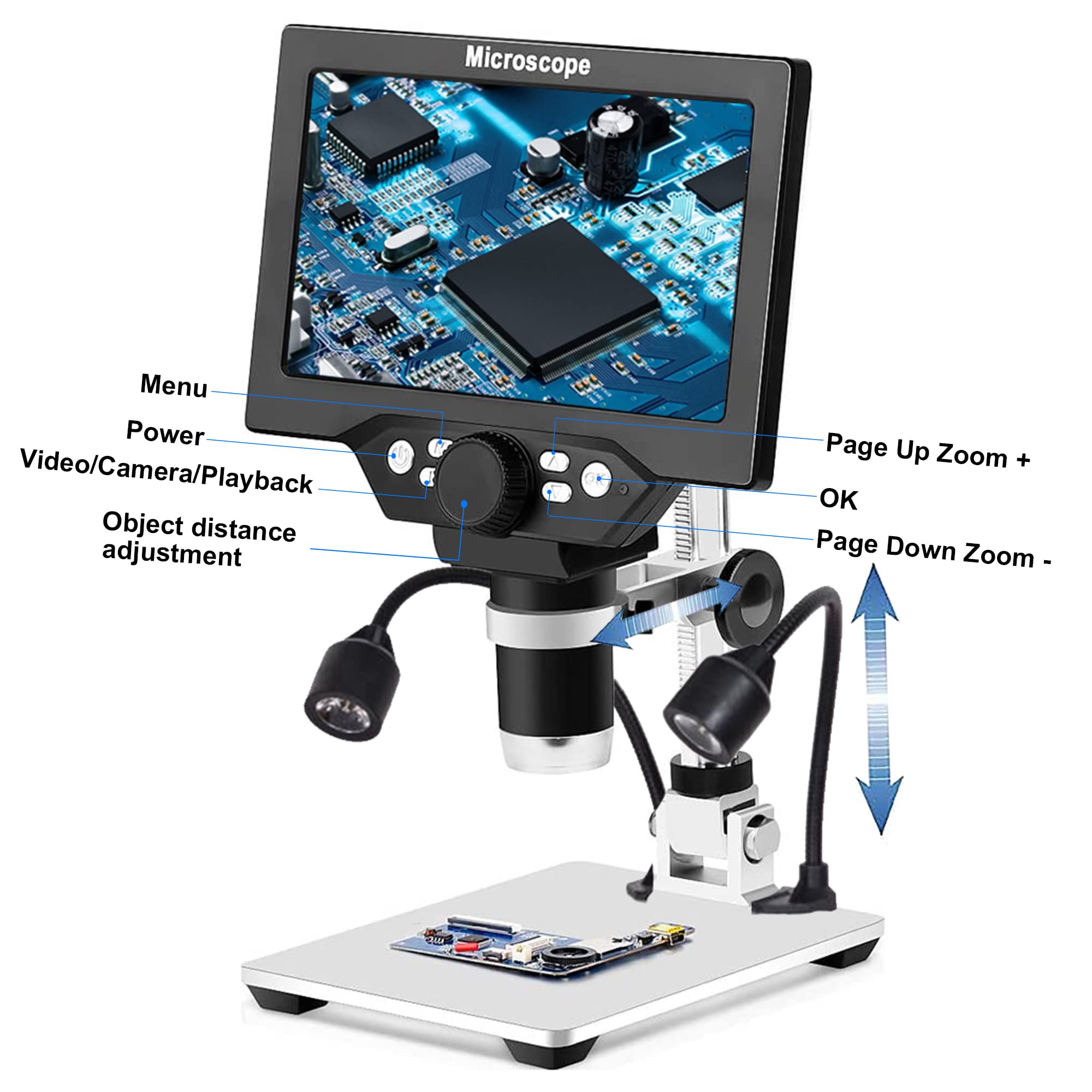 Highbrain 7" LCD Digital Microscope for Adults, 1200X Coin Magnif by Highbrain - Angle View 4