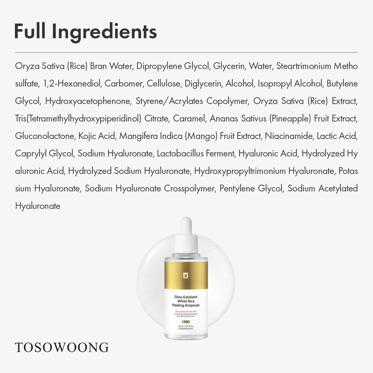 TOSOWOONG White Rice 75 Peeling Ampoule for Dull Skin - TOSOWOONG Official Imagery - 7