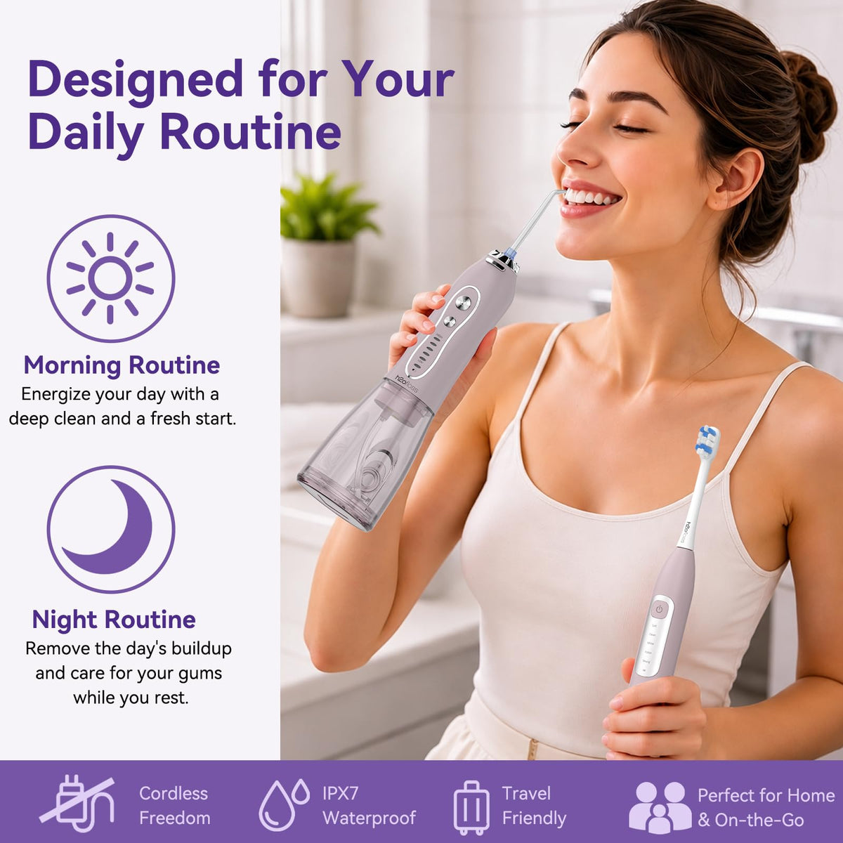 H2ofloss Electric Toothbrush and Water Flosser Combo 2 in 1 - H2ofloss Official Imagery - 6
