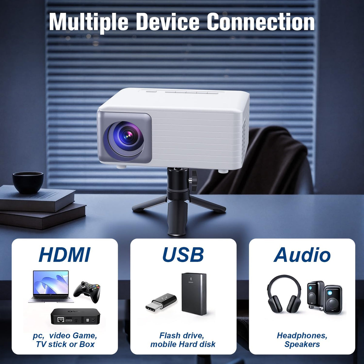 Mini Projector for iPhone 1080P Support Portable Movie - Polaring Official Imagery - 5