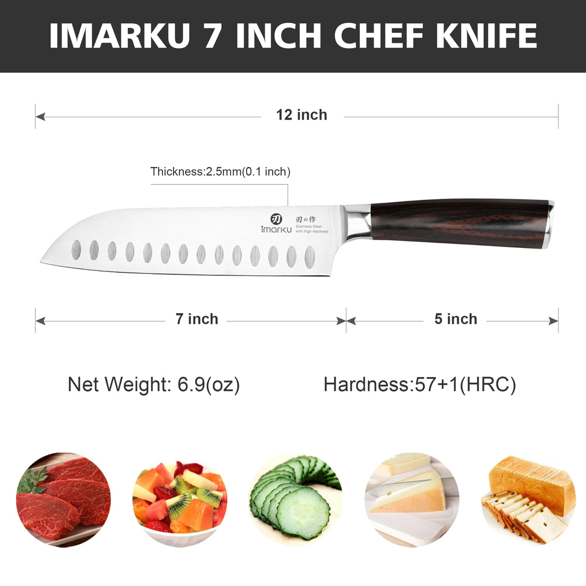 imarku Santoku Knife 7 Inch with Sharp Japanese High Carbon - imarku Official Imagery - 4