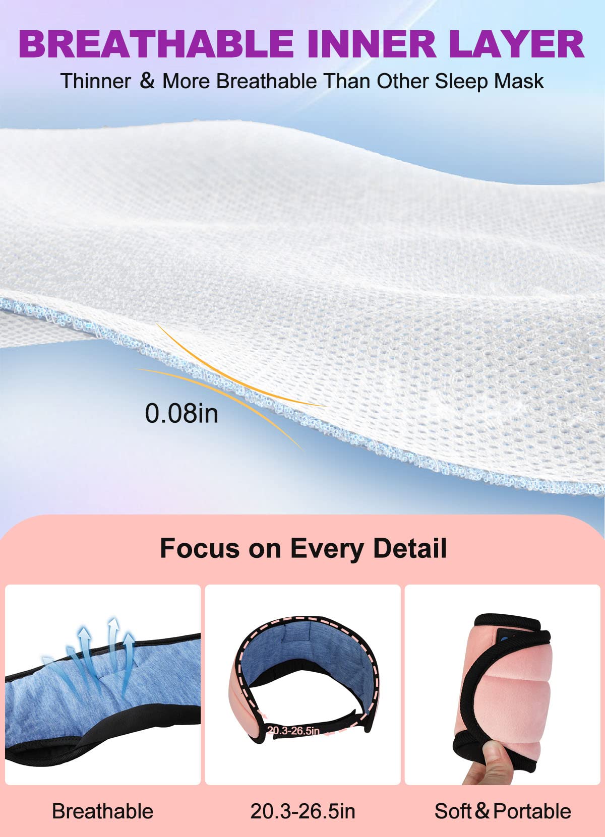 TOPOINT Sleep Mask Headphones Bluetooth 5.2 Wireless, Blackout Eye Mask for Wome - TOPOINT Official Product View 2