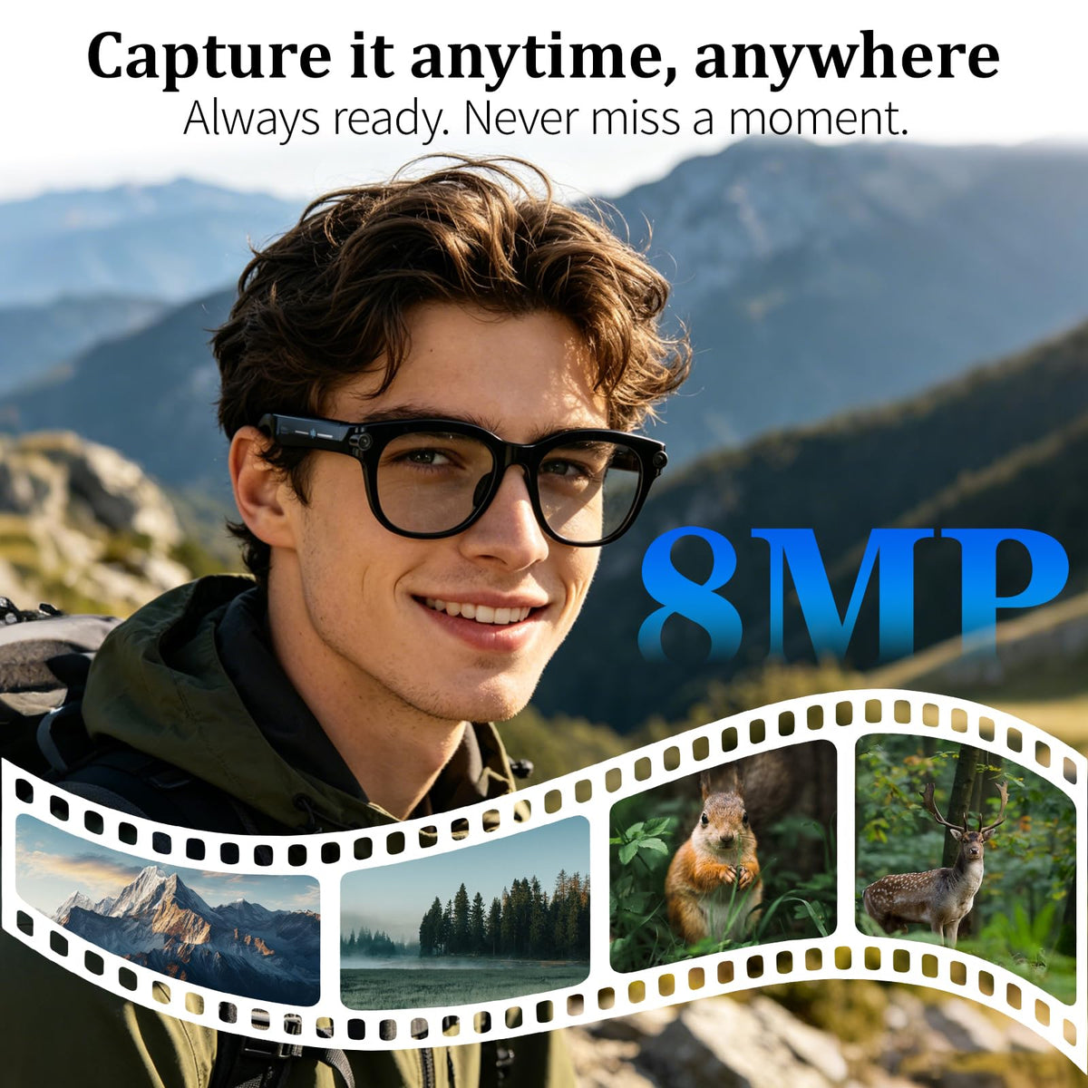 Smart Camera Glasses 8MP Video Recording Sunglasses with 3 - OnsetGizmo Official Imagery - 4