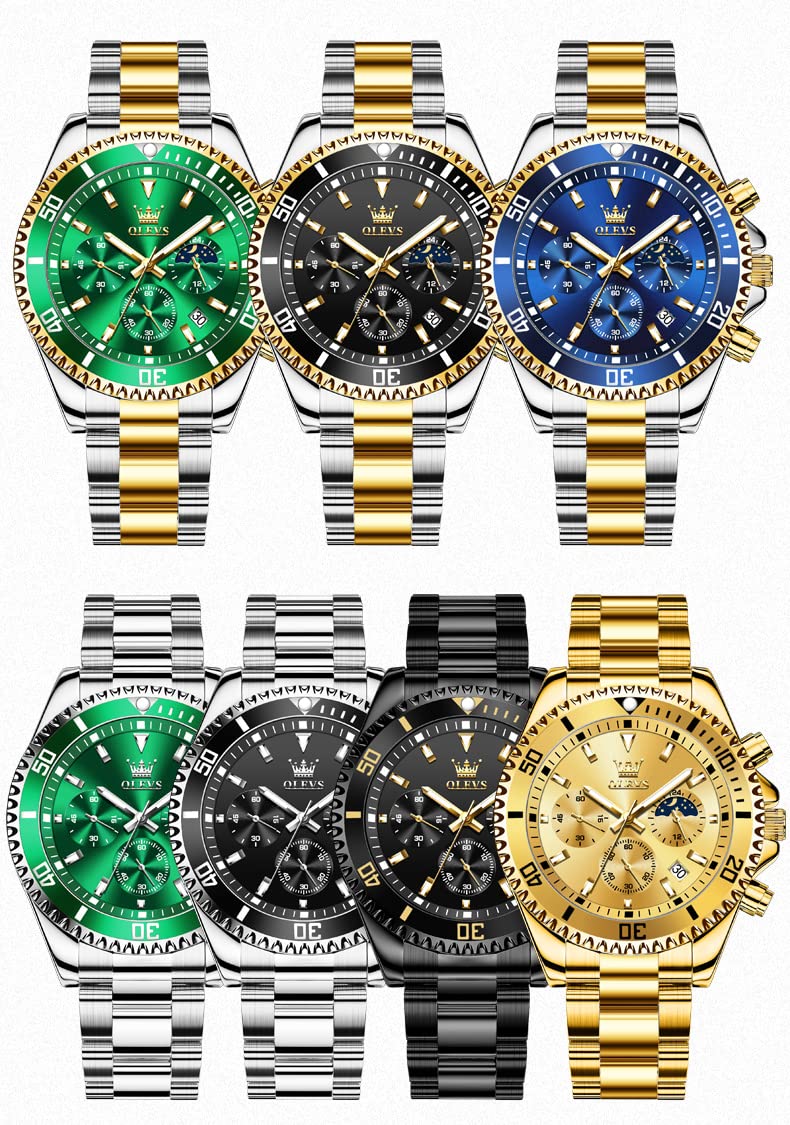 OLEVS Mens Stainless Steel Watch Fashion Luxury Big Face Analog Waterp - View 8