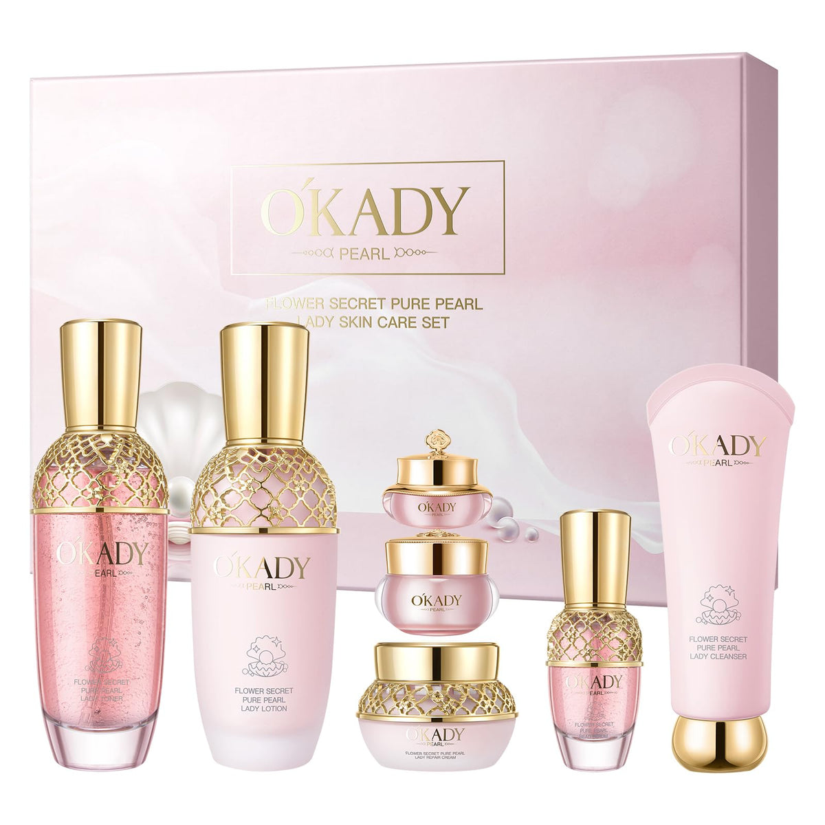 Luxury 7 in 1 Anti Aging Skin Care Set for Women Cleanser - AESTHTANY Official Imagery - 2