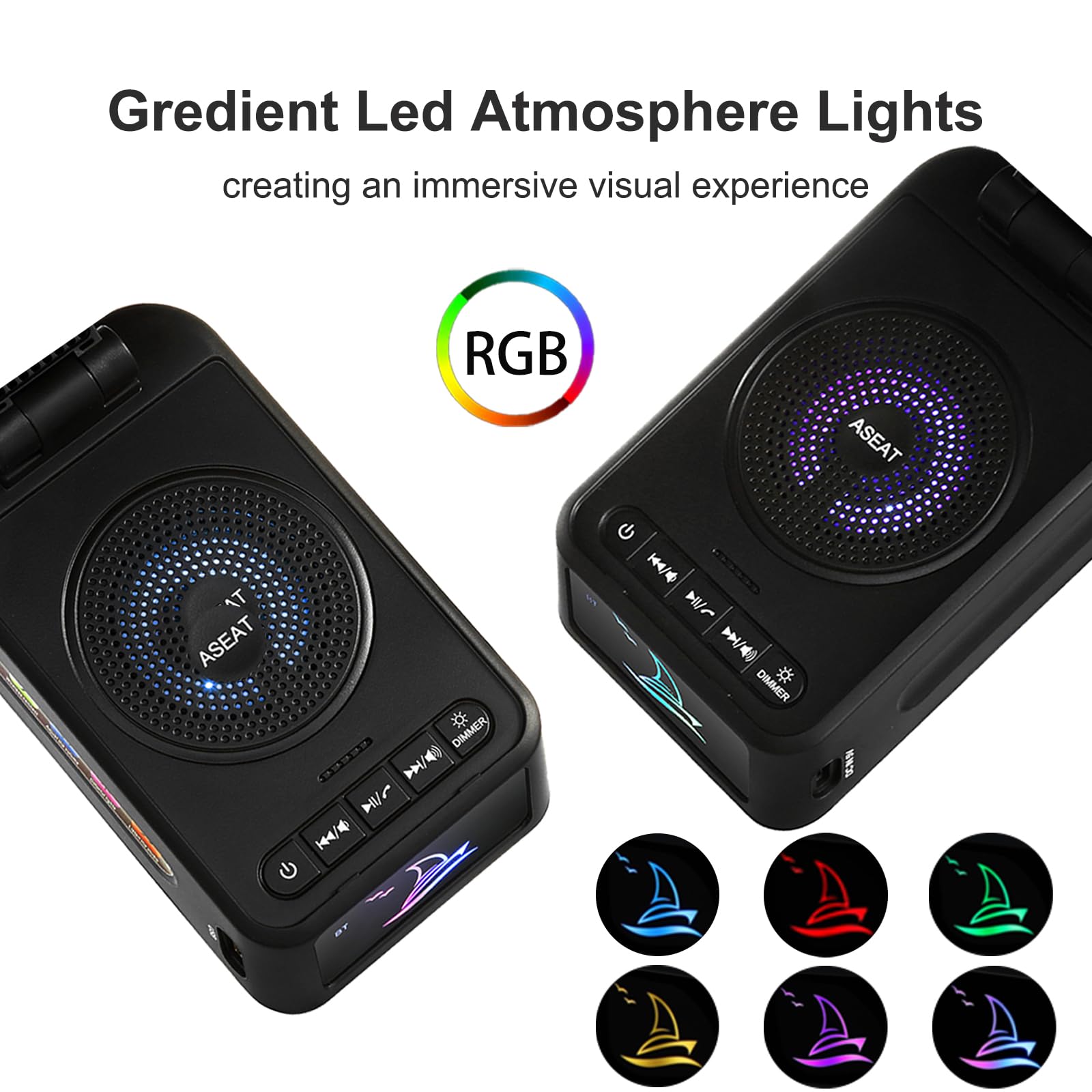 ASEAT Gifts for Men Women, Cell Phone Stand with Bluetooth Speaker Led Light, Un - ASEAT Official Product View 5