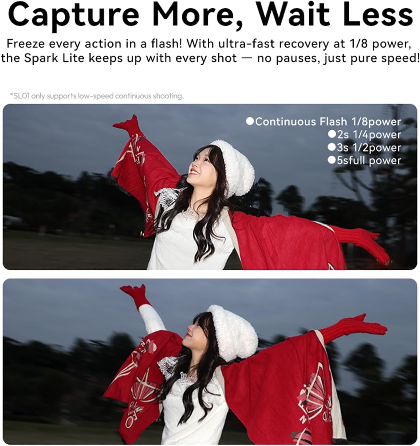 ULANZI SL02 camera flash with video light, GN8, 6500K mini speedlite for photography and videography, not compatible with Sony ZV-1F