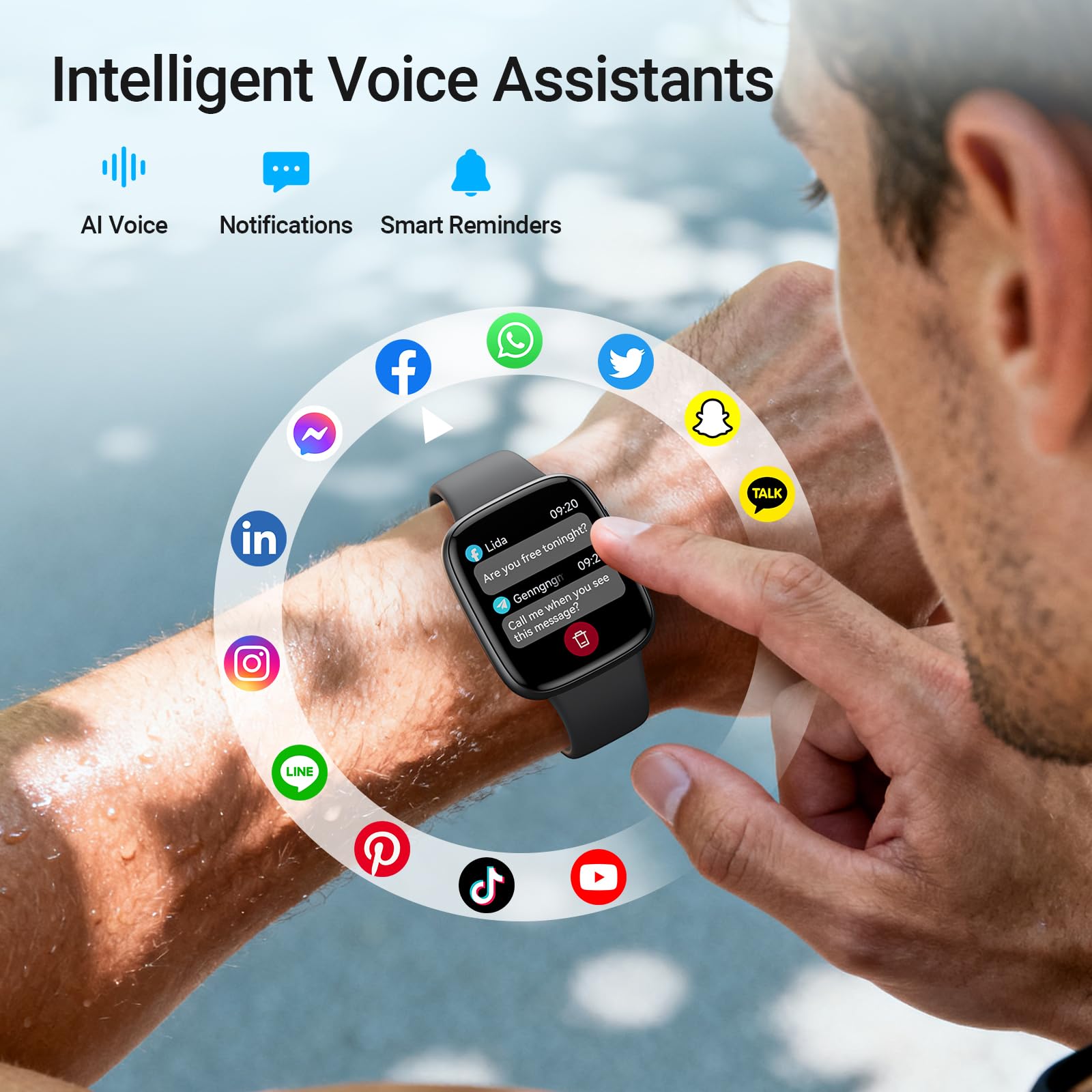 Fitpolo Smart Watch, 1.85" AMOLED Fitness Tracker with Bluetooth Call, - View 6