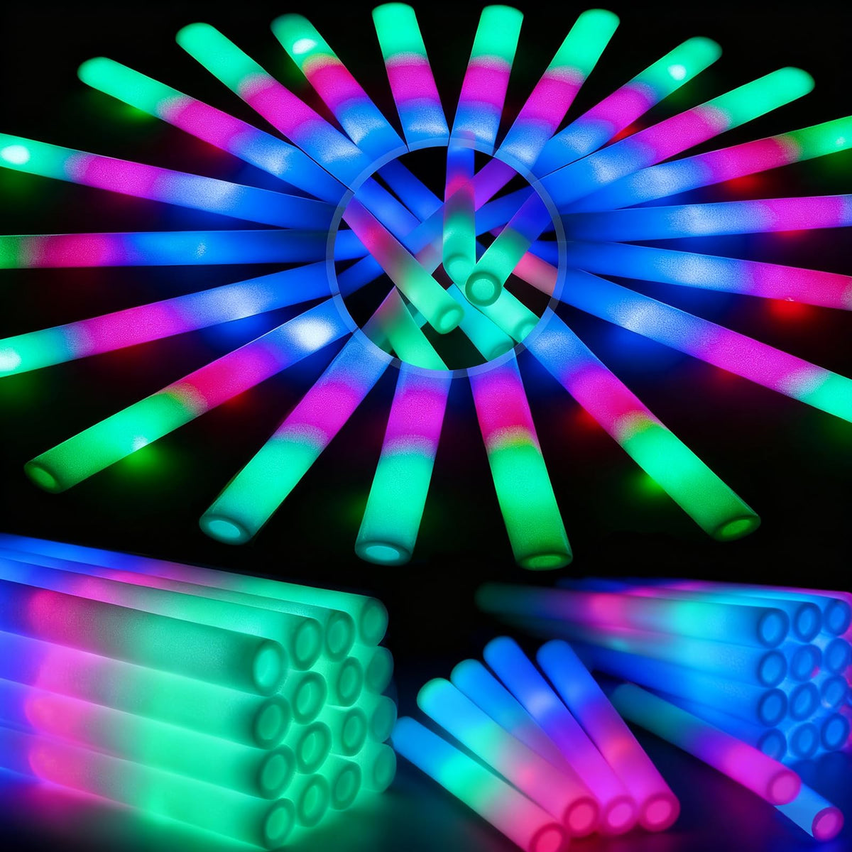 44 PCS Foam Glow Sticks with 3 Modes Colorful Flashing Foam - HONLYNE Official Imagery - 1