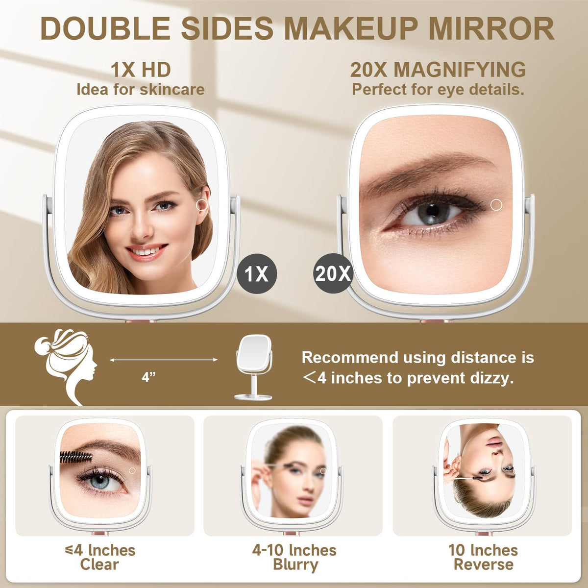 Makeup Mirror with Lights 1X 20X Magnifying Mirror with - Mocado Official Imagery - 6