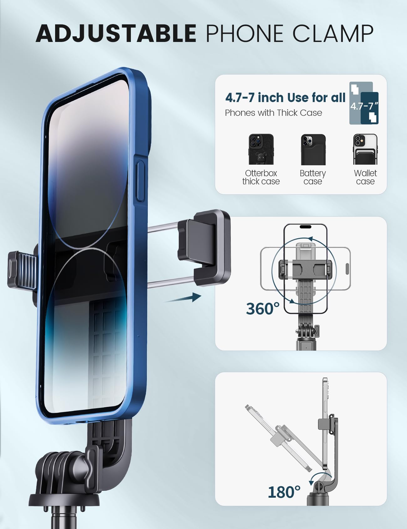 ANXRE Travel Selfie Stick Tripod with Fill Light＆Wireless Detacha by ANXRE - Angle View 5