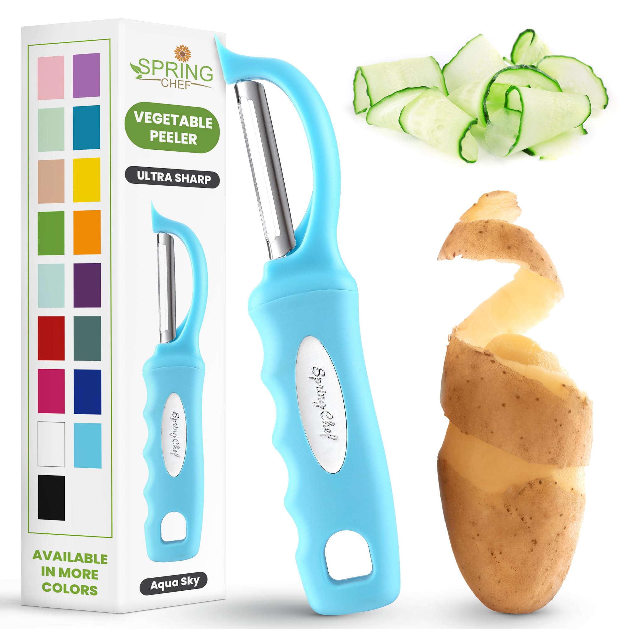 Spring Chef Swivel Vegetable Peeler for Kitchen w/Soft Grip Handl - Spring Chef Official Product View 9