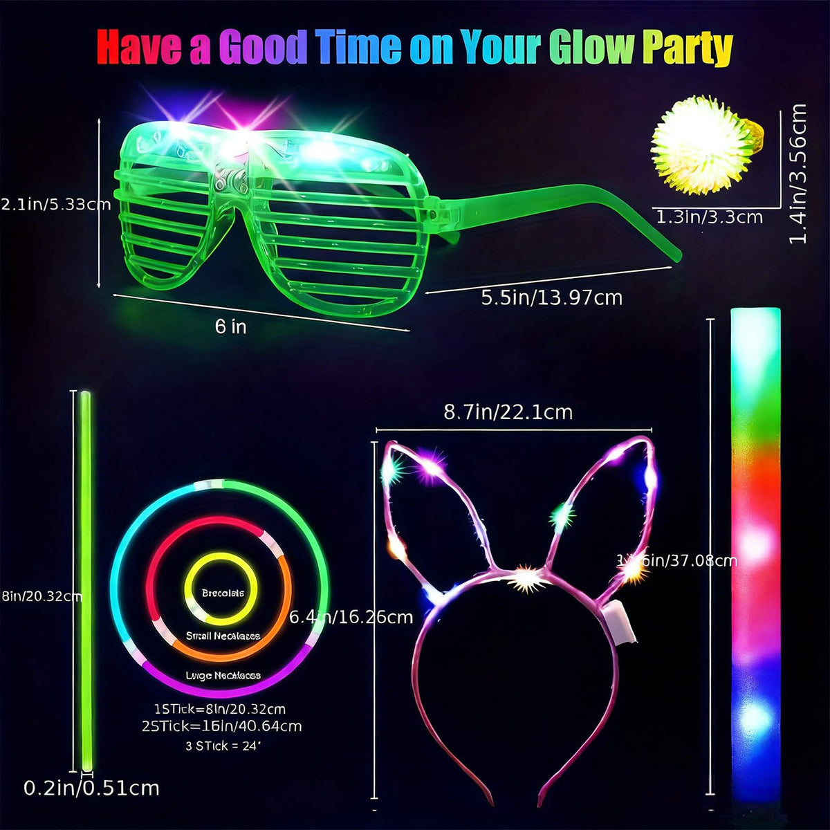142 PCS Glow in the Dark Party Supplies 12 Foam Sticks 12PCS - AioAuiy Official Imagery - 4