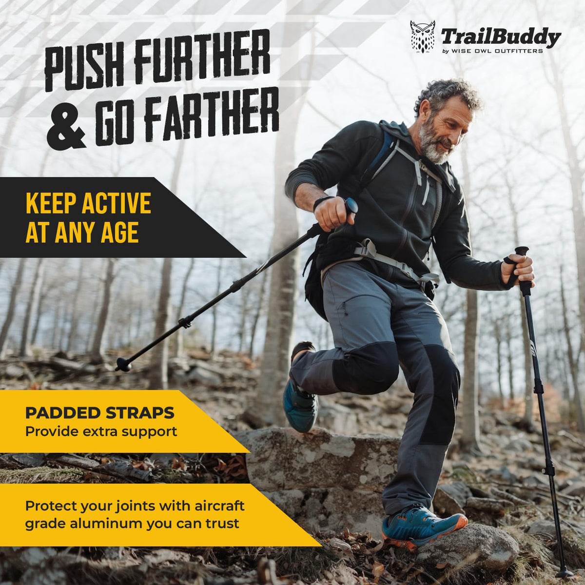 TrailBuddy Trekking Poles Lightweight 7075 Aluminum Hiking - TrailBuddy Official Imagery - 7
