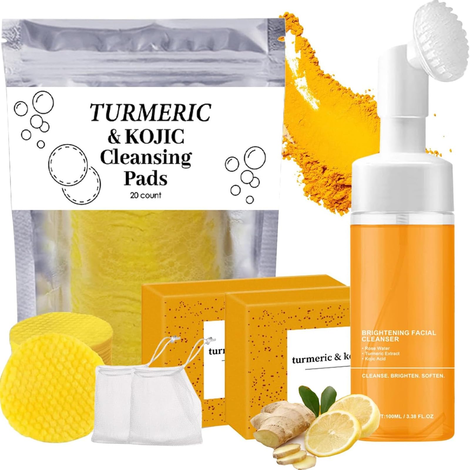 4Pcs Turmeric Wash and Care Three Piece Set,Turmeric Trio: - Product Imagery