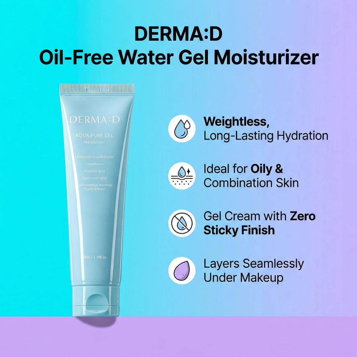 Korean Gel Moisturizer Hyaluronic Acid EGF Glutathione 3 38 - DERMA:D Official Imagery - 4