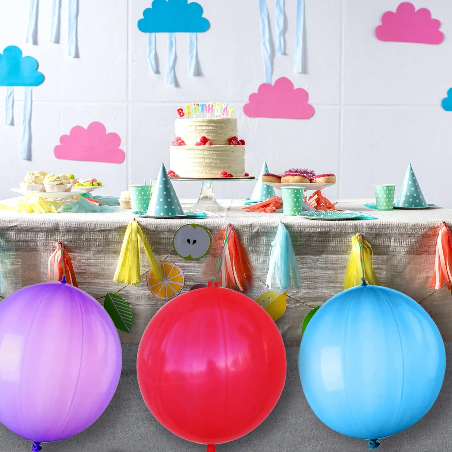 Set of 41 thickened neon punch balloons by LEEZZIZZ, heavy-duty and vibrant for party fun and celebrations.